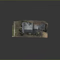 Scenic Residential Model House Landscape With Gray Roof Chimneys Green Grass And Trees