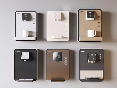 Wall Mounted Water Dispensers With Various Designs For Daily Use Appliances 3d model