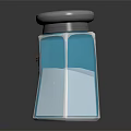 Blue Salt Shaker With Angry Face Expression Unique Design Gray Lid And Perforated Top