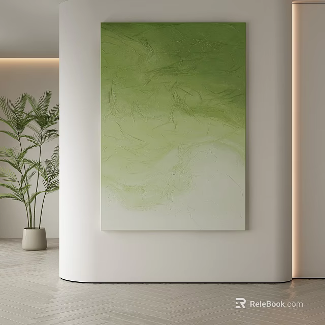 Abstract Painting With Green Gradient Texture For Modern Interior Decor 3d model