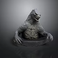 Detailed Godzilla Statue Sculpture With Open Mouth Claws Muscular Torso And Base Stand