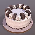 Delicious Light Colored Cake Decorated With Oreo Cookies And Swirl Cream Topping