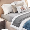 Cute Kids Bed With Rabbit Ear Headboard Beige Brown Pillows Quilt And Nightstand