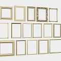 Assorted Decorative Picture Frames With Various Designs And Ornate Borders For Home Wall 3d model