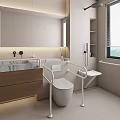 Modern Bathroom Interior Design With Grab Bars Toilet Sink And Shower