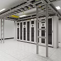 Data Center Interior With Server Racks Metal Frames White Walls Gray Floor And Ceiling Lights 3d model