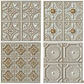 Ornate Decorative Ceiling Panels With Intricate Patterns And Gold Accents 3d model