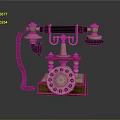 Vintage Style Rotary Dial Telephone With Brass Accents And Wooden Base Design