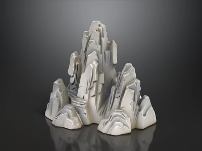 White Rockery Stone With Layered Peaks For Artistic Landscape Decoration 3d model