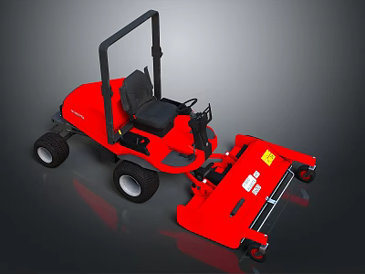 Red Riding Lawn Mower With Black Seat Steering Wheel And Cutting Deck 3d model