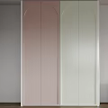 Modern Wardrobe Interior Design With Sliding Pastel Colored Doors And Practical Storage Solutions 3d model
