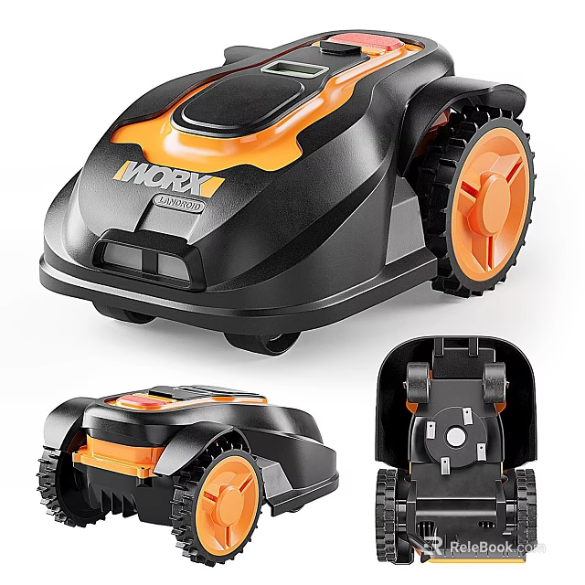 WORX Black Orange Lawn Mower With Multiple Angles View And Wheel Design 3d model 