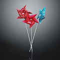 Red And Blue Sequined Windmill Decor Accent Furniture On Black Background