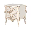 Elegant White Nightstand With Ornate Carvings Gold Accents And Drawers