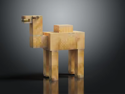 Pixel Art Camel Character With 3D Block Design And Smooth Surface Reflection 3d model