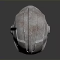 Worn Metal Helmet With Silver Red Finish And Top Antenna 3D Render