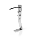 Modern Sleek Chrome Finish Faucet With Tall Spout And Multiple Control Handles