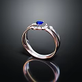 Elegant Silver Ring With Blue Sapphire And Twisted Band Design 3d model