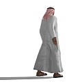 Arab Man In Traditional White Thobe And Headscarf Standing Against White Background