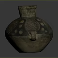 Ancient Style Earthenware Vase With Two Side Handles And Geometric Dot Patterns 3d model