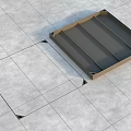 Sturdy Metal Pallet With Frame And Slats On Gray Square Tile Floor