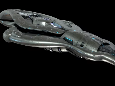 Futuristic Spaceship Featuring Sleek Metallic Exterior Blue Accents And Aerodynamic Structure 3d model