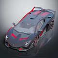 Black and Red Supercar with Sleek Body Red Accents Rear Spoiler and Sporty Wheels
