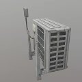 Air Conditioner Fan Outdoor Unit With Metal Grille Side Panel And Connected Cable Mounting Brackets