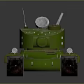 Green Military Tank With Cannon Tracks Periscope Antenna And Detailed Design