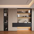 Modern Wooden Decorative Cabinet With Built in Lighting And Shelves For Books And Decorative Items