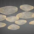 Multiple Oval Shaped Mesh Chandeliers With Modern Artistic Decorative Hanging Design 3d model