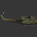 Realistic Military Green Helicopter Model with Detailed Rotors and Cockpit Features