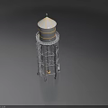 Swing Door Design For Metal Frame Water Tower With White Top And Ladder Structure