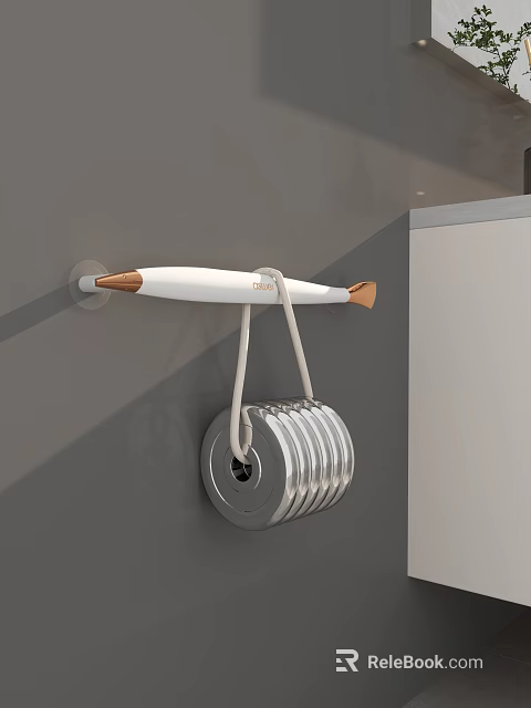 Modern Wall Mounted Shoe Cabinet With Metal Hooks And Sleek White Finish 3d model 