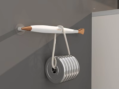 Modern Wall Mounted Shoe Cabinet With Metal Hooks And Sleek White Finish 3d model