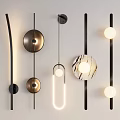Modern Wall Lamps with Black Metal Frames Marble Accents and LED Lights