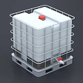Industrial Equipment Plastic Storage Tank with Metal Frame Red Lid Red Valve and Pallet Base