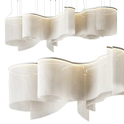 Modern Fabric Chandelier With Wavy Design And Soft Lighting For Interior Decoration 3d model
