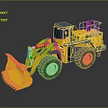 Yellow Construction Loader With Large Bucket Big Tires And Cabin Design 3d model