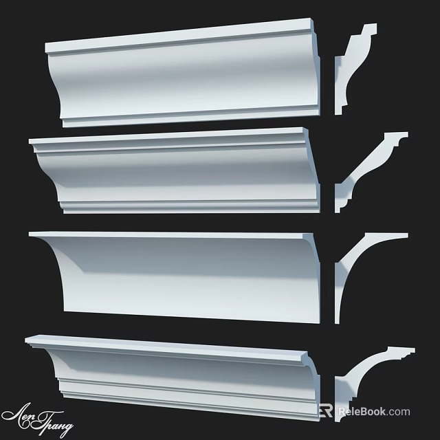 White Decorative Architectural Components With Various Design Styles For Interior Decoration 3d model 