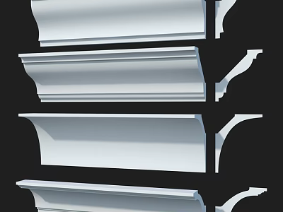 White Decorative Architectural Components With Various Design Styles For Interior Decoration 3d model