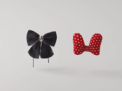 Black And Red Polka Dot Bow Hair Clips For Women Fashion Accessories 3d model