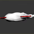 White Horse 3D Model With Red Mane Tail And Blue Decorative Lines Hooves
