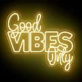 Yellow Neon Decorative Light Featuring Good Vibes Only Text For Indoor Ambiance Decoration