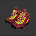 Pink High Top Shoes With Yellow Laces And Reflective Accents For Outdoor Use
