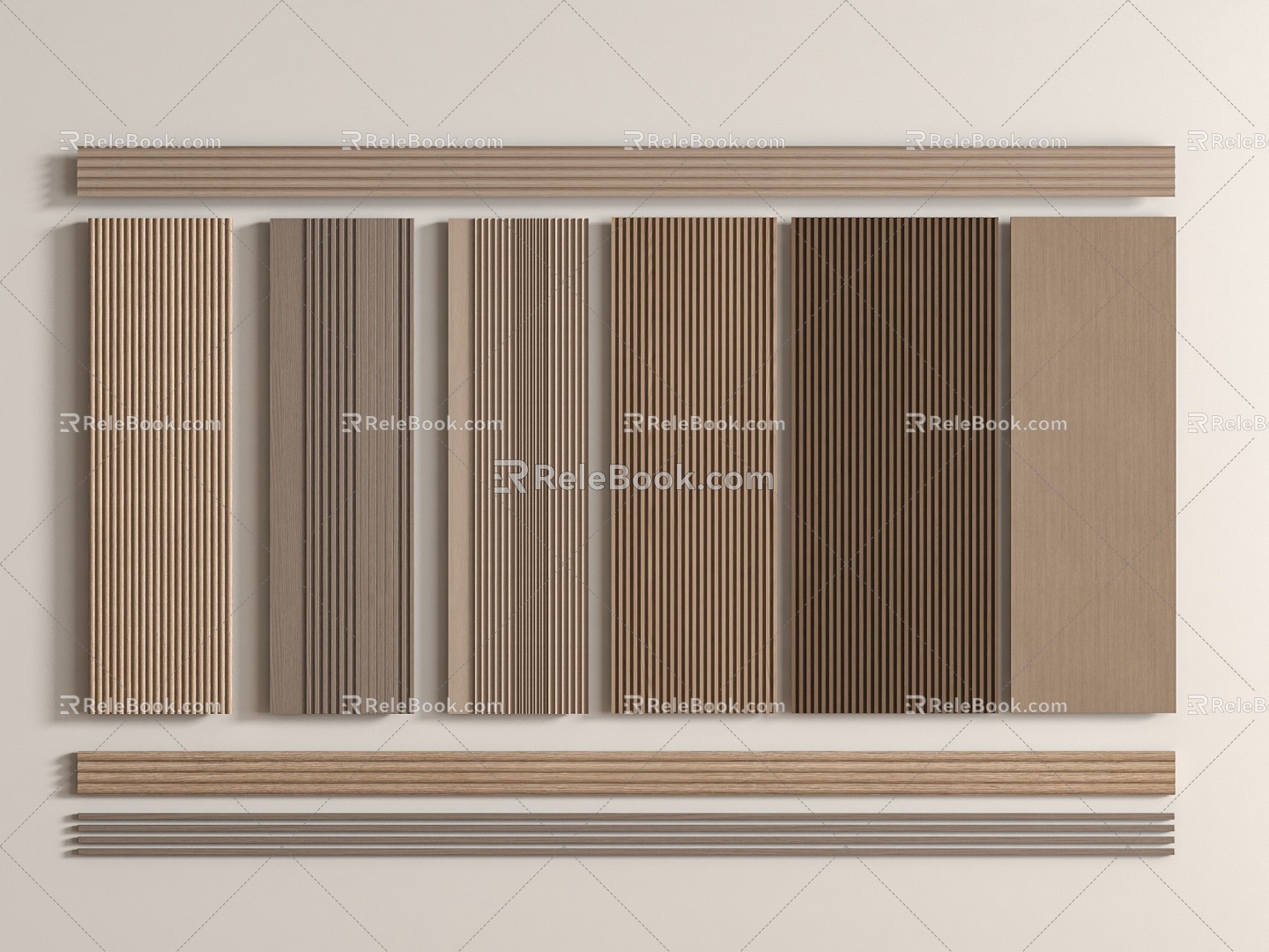 Wall board Grille board Great wall board Decorative board Wood veneer Background board Wood grid 3d model