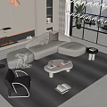 Modern sofa coffee table combination home 3d model