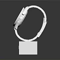 Stylish Stainless Steel Watch With Black Dial On White Chronos Stand