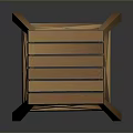 Simple Wooden Single Chair With Cross Leg Structure And Slatted Seat