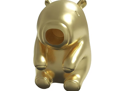 Golden Piggy Bank Figurine With Cute Design For Money Saving Storage 3d model